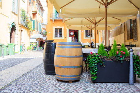 View of two barrel in the typical Italian street