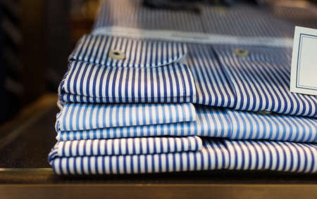 Close up of striped elegant male shirtsの写真素材