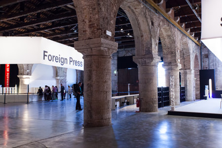 VENICE, ITALY - MAY, 10: View of the press room of the 57th International art exhibition Venice biennal on May 10, 2017のeditorial素材