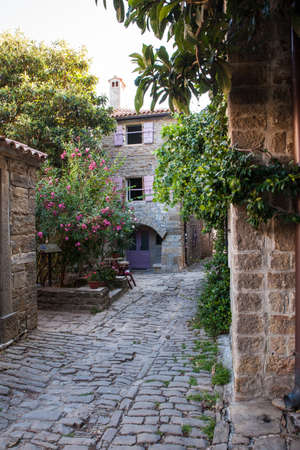 View of typical Groznjan alley, Istria. Croatiaの写真素材
