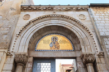 Entrance portal of the Euphrasian Basilica in Porec, Istria. Croatiaの写真素材