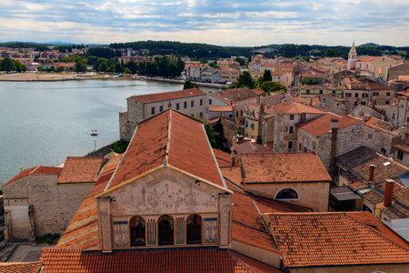 Topview of Euphrasian Basilica and Porec roofsの写真素材