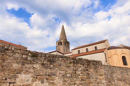 Belltower of the Euphrasian Basilica in Porec, Istria. Croatiaの写真素材