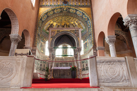 Interior of the Euphrasian Basilica in Porec, Istria. Croatiaのeditorial素材