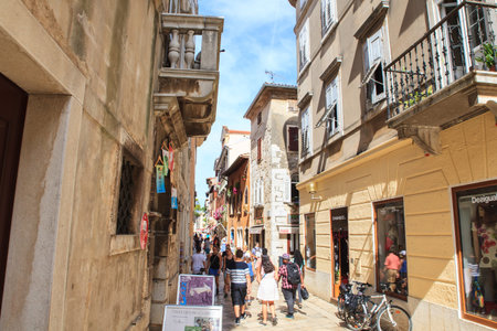 POREC, CROATIA - JULY, 14: View of the Decumanus Street on July 14, 2017のeditorial素材