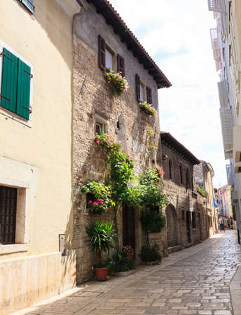 View of old house in Porec, Istria. Croatiaの写真素材