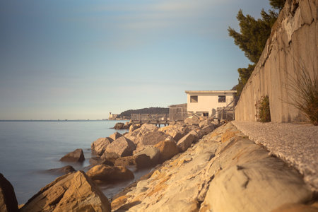View of Trieste sea. Photo taken with long exposition