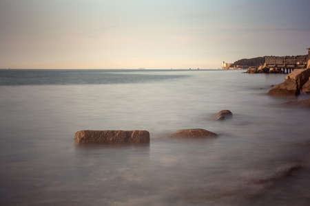 View of Trieste sea. Photo taken with long expositionの写真素材