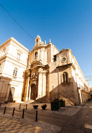 View of San francesco church in Ortigia island of Syracuseの写真素材