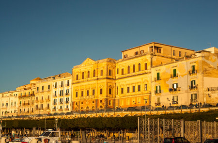 Building at sunset, Ortigia, Syracuse. Italyのeditorial素材