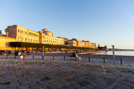 SIRACUSA, ITALY - DECEMBER, 31: Coast of Ortigia island the historic town of Syracuse on December 31, 2017のeditorial素材