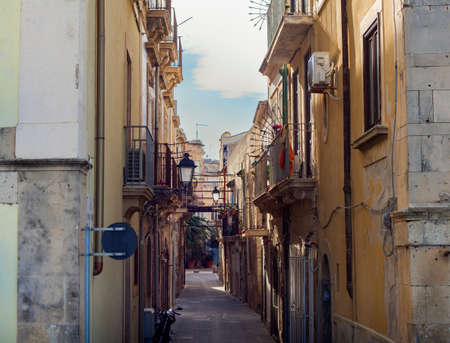 View of the typical Ortigia street. Syracuseの写真素材