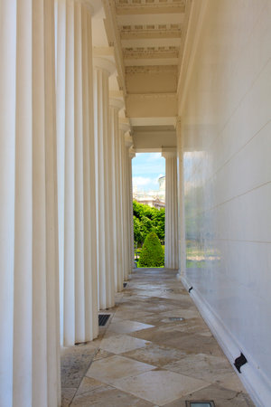 View of neoclassical Theseus Temple in the Volksgarten park, Viennaの写真素材