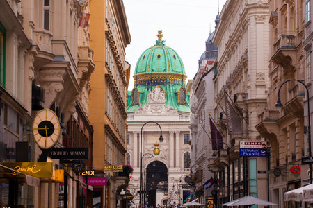 VIENNA, AUSTRIA - MAY, 22: View of Vienna buildings, the Horfbug dome on the background on May 22,...