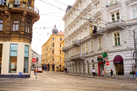 VIENNA, AUSTRIA - MAY, 22: View of typical Vienna street on May 22, 2018のeditorial素材