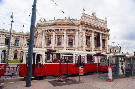 VIENNA, AUSTRIA - MAY, 22: View of the Burgtheater Austrian National Theatre in Vienna on May 22, 2018のeditorial素材