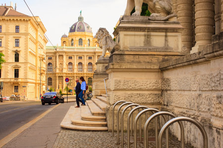 VIENNA, AUSTRIA - MAY, 22: Entrance of the Palace of Justice. In the background the Natural History Museum on May 22, 2018のeditorial素材