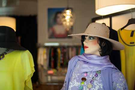 VIENNA, AUSTRIA - MAY, 22: Female mannequin wear vintage clothes at a flea market on May 22, 2018のeditorial素材