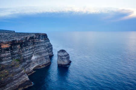 View of the famous cliff called Sacramento in Lampedusa, Sicilyの写真素材