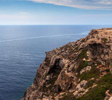 View of the scenic cliff coast of Lampedusa, Sicilyの写真素材