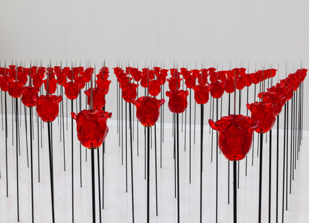 VENICE, ITALY - MAY 08: The Austria Pavilion titled âDiscordo Ergo Sumâ at the 58th International Art exhibition of Venice biennale Curator: Felicitas Thun-Hohenstein. Exhibitor: Renate Bertlmann. on May 08, 2019のeditorial素材