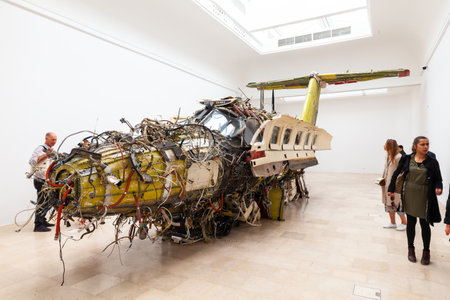 VENICE, ITALY - MAY 09: Installation view of Roman StaÅczak, âFlight,â for the Poland Pavilion at the 58th Venice Biennale on May 09, 2019のeditorial素材