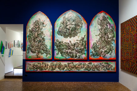 VENICE, ITALY - MAY 11: Artworks exposed at the European Cultural Centre on May 11, 2019のeditorial素材