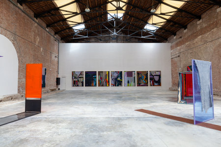 VENICE, ITALY - MAY 11: The works of Izvora Pende  exposed at the space of Tesa 100, Arsenale on May 11, 2019のeditorial素材