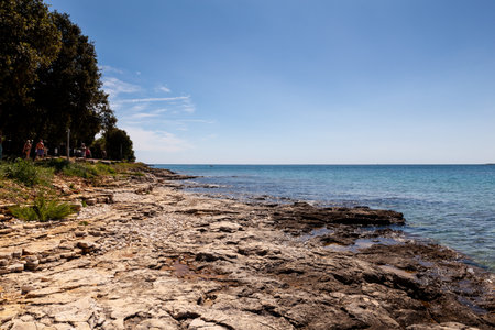 BALE - VALLE, CROATIA - JULY 09: View of sea in the Mon Perin camping on July 09, 2019のeditorial素材