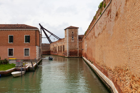 VENICE, ITALY - MAY, 09: View of Arsenale walls on May 09, 2019のeditorial素材
