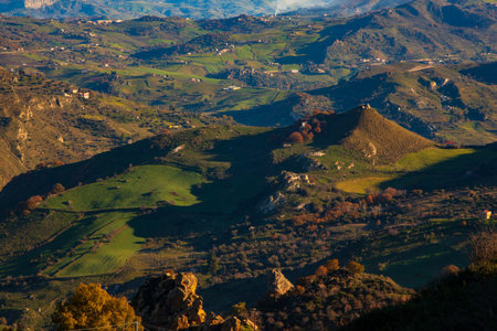 View of the typical Sicilian countryside in the Enna territory