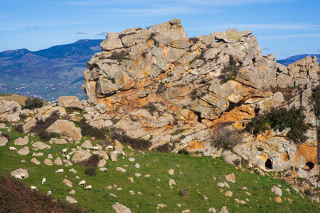 View of the typical Sicilian countryside in the Enna territory