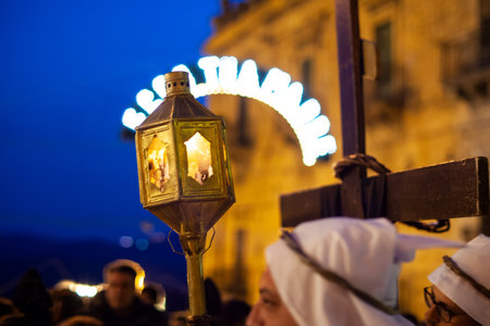 LEONFORTE, SICILY - APRIL, 19: Lantern of the traditional Good Friday procession on April 19, 2019