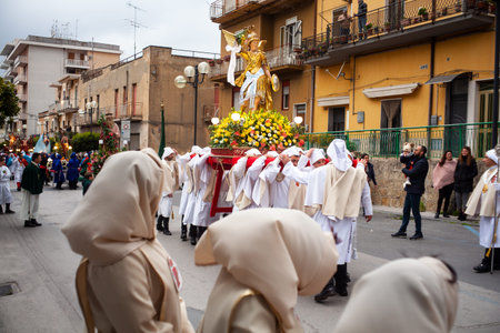 LEONFORTE, SICILY - APRIL, 19: Traditional Holy week procession on April 19, 2019