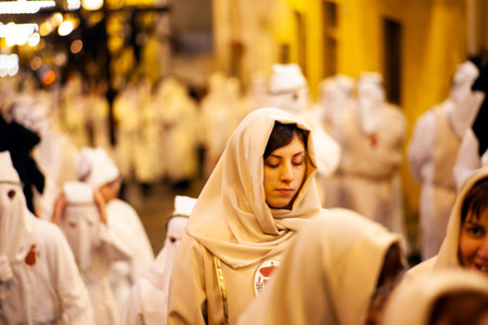 LEONFORTE, SICILY - APRIL, 19: Christian sisters during the traditional Good Friday procession on...