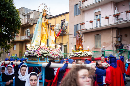 LEONFORTE, SICILY - APRIL, 19: Traditional Holy week procession on April 19, 2019