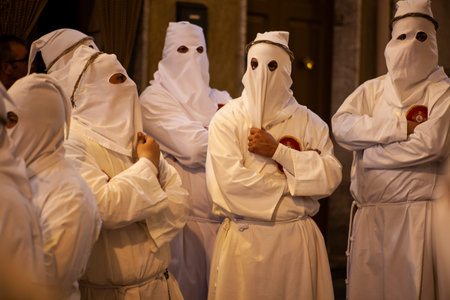 LEONFORTE, SICILY - APRIL, 19: Christian brethren during the traditional Good Friday procession on...