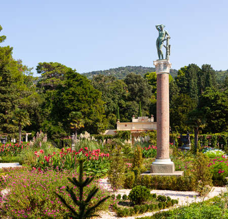 View of the Venere medicea bronze sculpture in the Miramare park of Trieste, Italyの写真素材