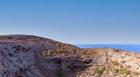 Sea view of Linosa sea on the top of the Volcano Monte Nero, Pelagie Island, Sicilyの写真素材