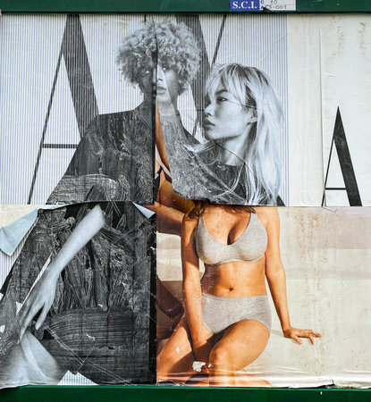 Trieste, Italy - September, 16: View of fashion advertising poster on September 16, 2021のeditorial素材