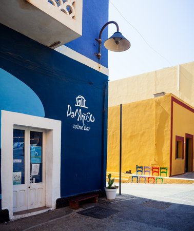 Linosa, Italy - July, 27: View of typical wine bar of Linosa called Dammuso on July 27, 2021のeditorial素材