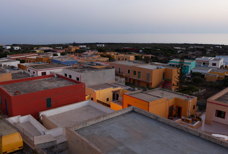 Top view of colorful Linosa houses, Sicily. Italyのeditorial素材