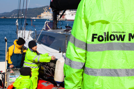 Trieste, Italy - October, 09: The team of service guys during the 52 Â° Barcolana regatta in Trieste sea on October 09, 2021のeditorial素材