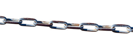 Big thick steel dark metal chain isolated on whiteの写真素材