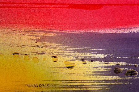 Abstract painting is realized with watercolors. The brushes strokes and the dripping technique is...