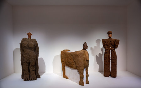 Venice, Italy - April 20: Ali Cherri, Titans, 2022, installation view, 59th International Art Exhibition - La Biennale di Venezia on April 20, 2022のeditorial素材