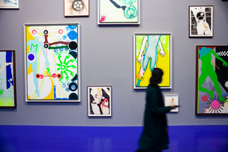 Venice, Italy - April 20: Paintings by Kiki Kogelnik at the Arsenale during the 59th International Art exhibition of Venice biennale on April 20, 2022のeditorial素材