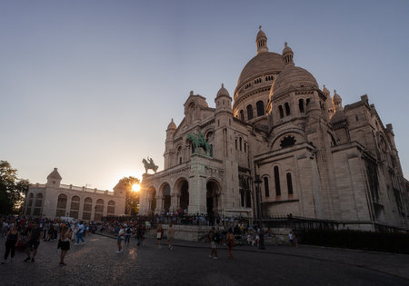 Paris, France - July, 15: Basilica of the Sacred Heart at sunset, commonly known as Sacre-CÅur Basilica on July 15, 2022のeditorial素材