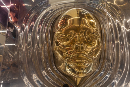 Milan, Italy - April 22, 2023: Interna_mente, designed by Tiziano Guardini and Luigi Ciuffreda for Materica, Exposed during the Milan Salon week 2023 at the Ex Mattatoio by Alcovaのeditorial素材