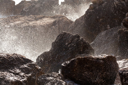 Typical rocks in the Scopello beach, Trapani. Italyの写真素材
